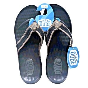 Hey Dude Myers Flip Sport Mode Mens 15 Navy Blue Sandal Flipflop Beach NEW NWT